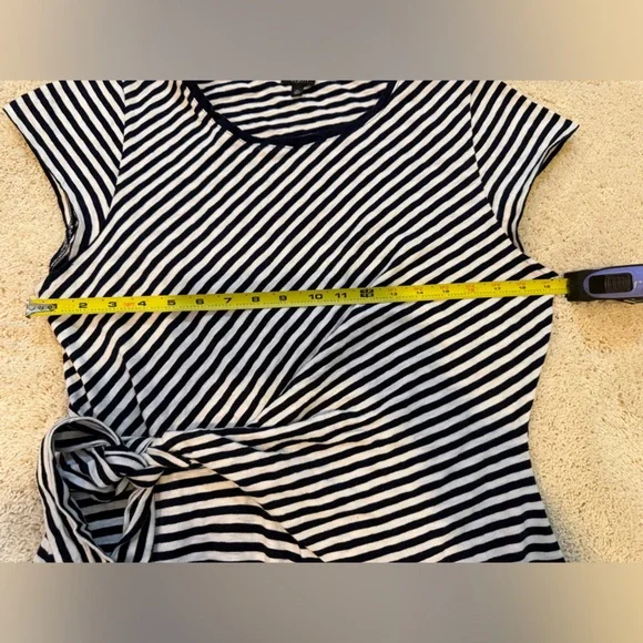 Talbots Classic Striped Black and Navy Cotton Pullover Dress - Picture 4 of 8